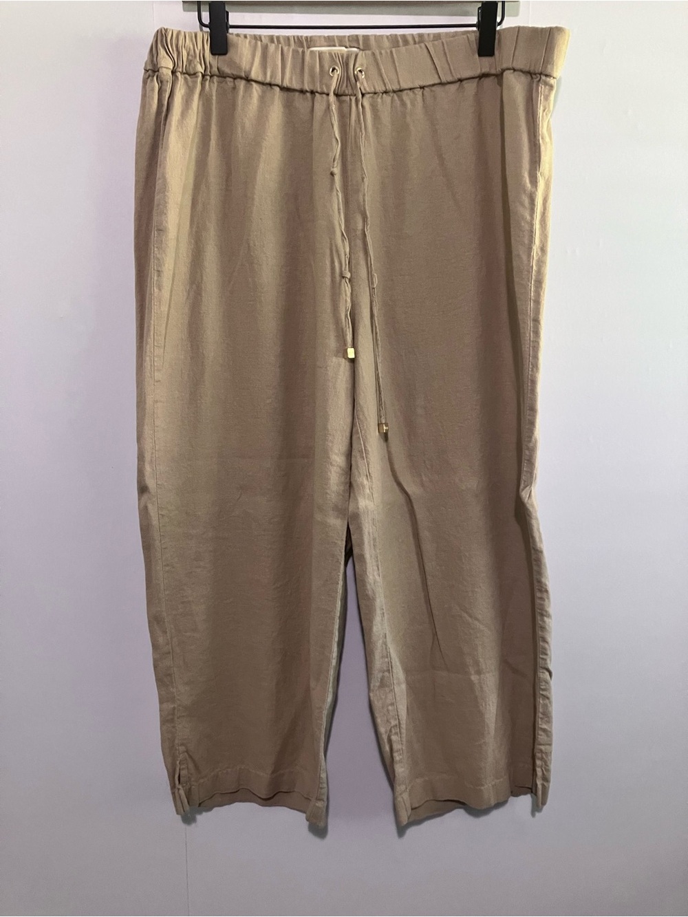 MICHAEL Michael Kors Tan Linen Blend Cropped Pants Size Large